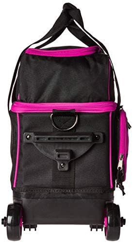 BSI Dash Roller Bowling Bag with Smooth Rolling Wheels, Padded Ball Compartment, Retractable Locking Handle, & Shoe Pocket - color: Black/Pink/Gray, style: Single