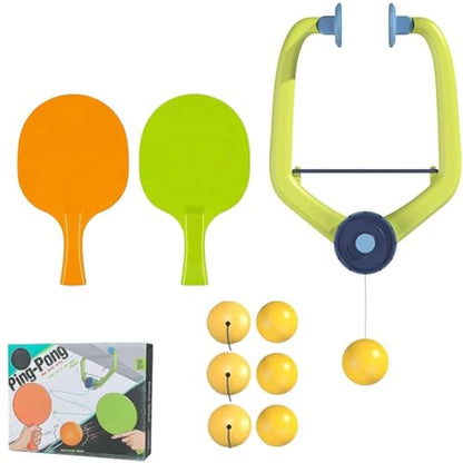 Door Ping Pong Game Over The Door, Adjustable Doorway Game Pingpong, Hanging Table Tennis Trainer Portable Set, (1 Pcs Trainer 6 Balls) Door Pong Game for Kids with Racket and Balls