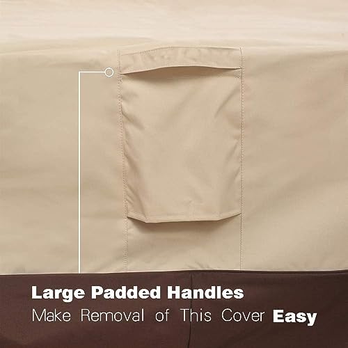 Vailge Rectangular/Oval Patio Table Cover, Heavy Duty and Waterproof Outdoor Lawn Patio Furniture Covers (Beige&brown, 44"Lx44"Wx28"H) - color: Beige & Brown, size: Sqaure-44"Lx44"Wx28"H