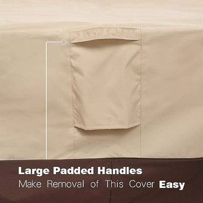 Vailge Rectangular/Oval Patio Table Cover, Heavy Duty and Waterproof Outdoor Lawn Patio Furniture Covers (Beige&brown, 44"Lx44"Wx28"H) - color: Beige & Brown, size: Sqaure-44"Lx44"Wx28"H