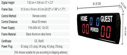 Scoreboards & Timers Basketball Scoreboard Portable Scoreboard Wall Mounted Electronic LED Football Digital Scoreboard