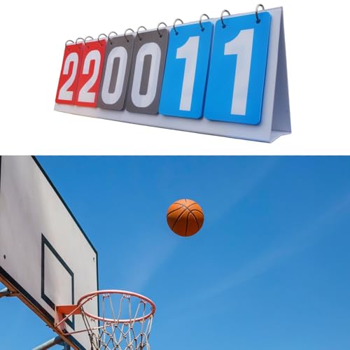 Sports Scoreboard 6 Digit Portable Tabletop Flip Scorekeeper Manual Score Flip Cards Basketball Football Soccer Score Counter PVC Material Suitable Fo
