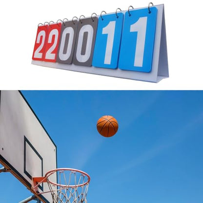 Sports Scoreboard 6 Digit Portable Tabletop Flip Scorekeeper Manual Score Flip Cards Basketball Football Soccer Score Counter PVC Material Suitable Fo
