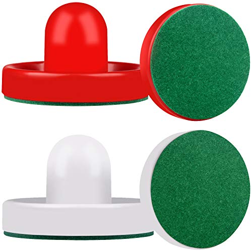 ONE250 Air Hockey Pushers and Red Air Hockey Pucks, Goal Handles Paddles Replacement Accessories for Game Tables (4 Striker, 4 Puck Pack) - color: White & Red