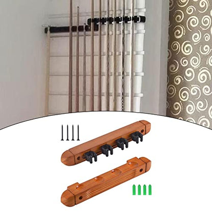 Pool Cue Rack Claw, Billiard Cue Rest, Wooden Storage Stand, Wall Mounted 4 Pool Billiard Rods Holder, Wall Rack with 4 Cue Clips for Game Room - color: Yellow