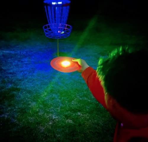 Disc Golf Light Set - Magnetic LED Disc Golf Basket Lights-Remote Controlled-LED-Flat Circular Quad-Lite LED Disc Golf Lights - Night Disc Golf Set - Glow Disc Golf Set - Disc Lights and Basket Lights