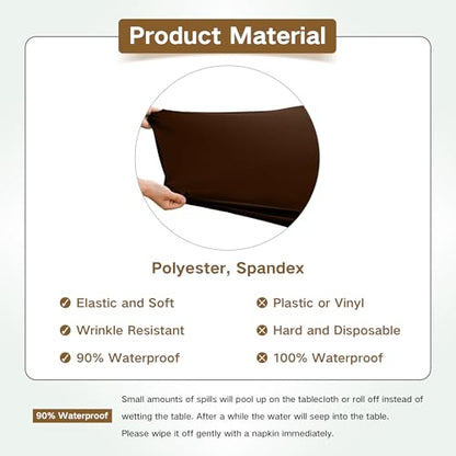 Square Fitted Table Cover Elastic Tablecloth Stretch Spandex Table Top Cover Table Topper Cap for Dining Kitchen Home Party Brown 36X36 Inch - color: Brown, size: 36" x 36" (Square)