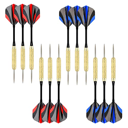LinkVisions Dartboard with Staple-Free Bullseye, 18g Steel Tip Darts Set,12 Steel Tip Darts 18g, Dartboard Mounting Kits Included - style: Traipieler