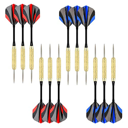 LinkVisions Dartboard with Staple-Free Bullseye, 18g Steel Tip Darts Set,12 Steel Tip Darts 18g, Dartboard Mounting Kits Included - style: Traipieler