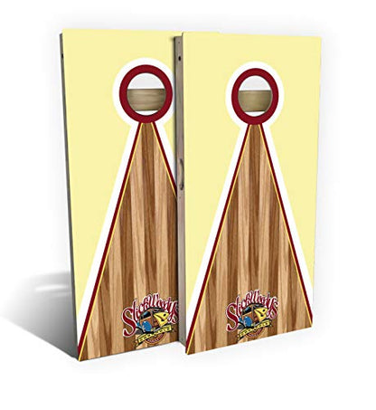 Slick Woody's Professional-Grade Cornhole Boards - 4'x2' Solid Wood Regulation Woodgrain Flag Bean Bag Toss Game with 8 Resin Filled Bags - color: SW Pyramid