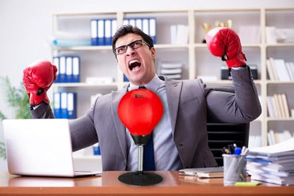 Tech Tools Stress Buster Desktop Punching Bag - Suctions to Your Desk, White Elephant Gifts for Coworker Men and Women, Heavy Duty Stress Relief Ball, Gag Gifts Funny Desk Accessories - color: Red