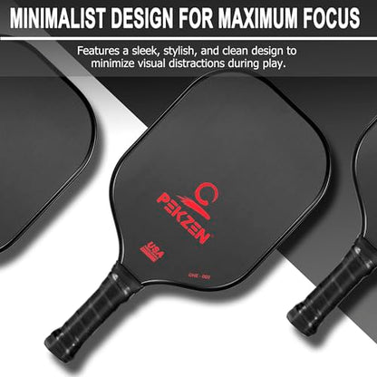 Limited Edition - PEKZEN Professional Pickleball Paddle Crafted with Japan T700 Carbon Fiber, Thermoformed Process with Minimalist Design - color: Fiery Red