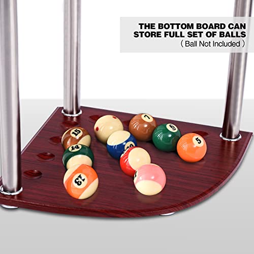 Corner Cue Rack- 8 Pool Stick Holder Floor Stand, Easy to Assemble Pool Cue Rack, OAK Material Cue Rack for Indoors or Outdoors,14.8"x14.8"x20.1"