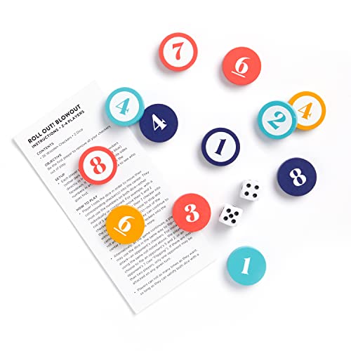 Galison Wexler Studios Roll Out! Blowout – Fun Dice and Checker Game for Adults and Kids Perfect for Travel and Family Game Night, 2-4 Players - style: Roll Out! Blowout