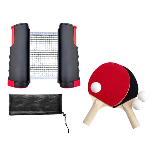 Ping Pong Paddles Set, Rackets and Balls, with Carry Bag,Accessories,Retractable Net with Posts,Table Tennis Set for Tabletop, Black