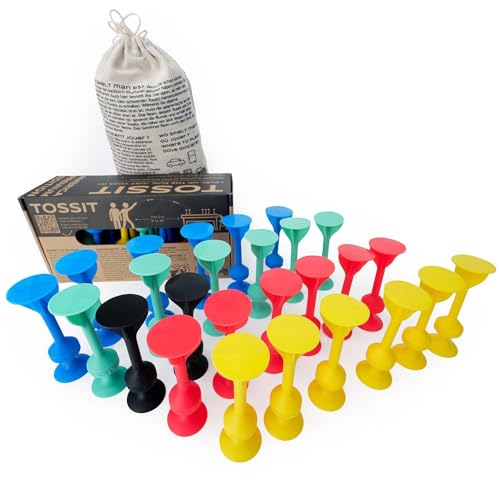 TOSSIT Game Suction Cup Darts, Toss Game Perfect Family and Party, Silicone Throwing Game for Backyard, Indoor and Outdoor Fun - color: Red Cyan Blue Yellow