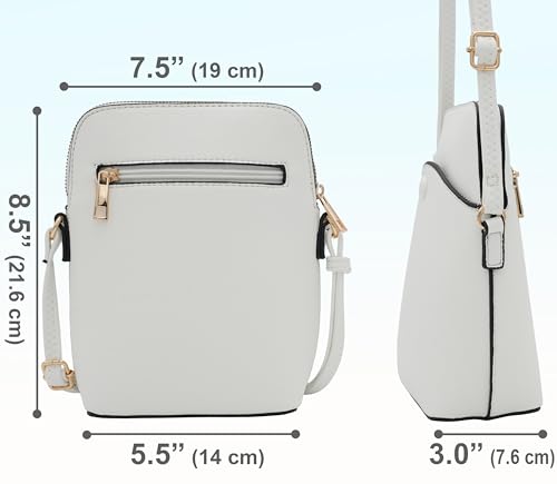 Solene Small Crossbody Bag with Gold Hardware, Mini Shoulder Purse with Adjustable Strap - color: White
