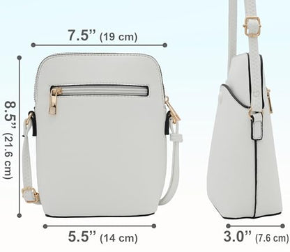 Solene Small Crossbody Bag with Gold Hardware, Mini Shoulder Purse with Adjustable Strap - color: White