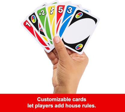 Mattel Games UNO Card Game for Kid, Adult & Family Nights & Parties, Travel & Vacations, Color Blind Accessible & Customizable Deck (Amazon Exclusive) - style: UNO