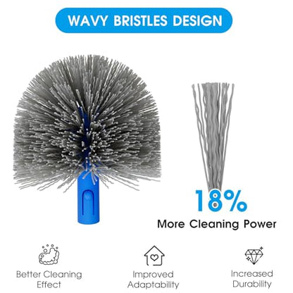 TidyMister Small Pool Brush Head for Cleaning Narrow Corners Steps, Stiff Wavy Bristles Round Brush Scrubber for Above Ground & Inground Pools, Cobweb Brush - size: 4.7inch