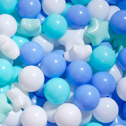 MoonxHome Ball Pit Balls for Toddlers, BPA Free Crush Proof Plastic Toy Balls for Ball Pit, Children's Pool Water Toys, Macaron Ocean Balls for Play Tent 2.15 Inch Pack of 100 200 500 800 1000 - color: Star white&green&blue