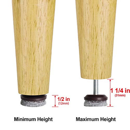 Anwenk Furniture Levelers Adjustable Furniture Feet Leveling Table Chair Levelers T-Nut Leg Levelers with High-Density Felt, 1/4-20x1 Threaded Shank T-Nuts,24 Pack (Furniture Levelers 24P) - color: Furniture Levelers 24pack-with T-nuts