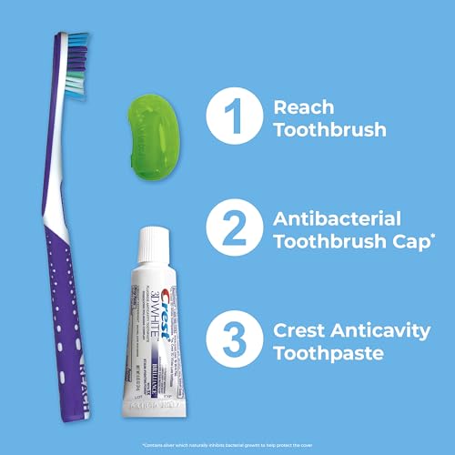 Reach Ultraclean Travel Kit Toothbrush with Toothbrush Cap and Toothpaste, Multi-Angled, Soft Bristles, TSA-Airport Friendly, Resealable, Portable and Reusable Bag - size: 1 Count (Pack of 1)