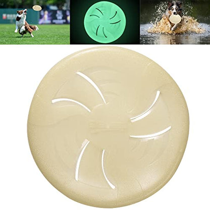 Glow-in-The-Dark Flying Discs, Interactive Dog Flyer Toys, Soft Lightweight Dog Catch and Fetch Toys, Floats in Water & Safe on Teeth, 9 inch (Large, Glow) - color: Glow, size: Large