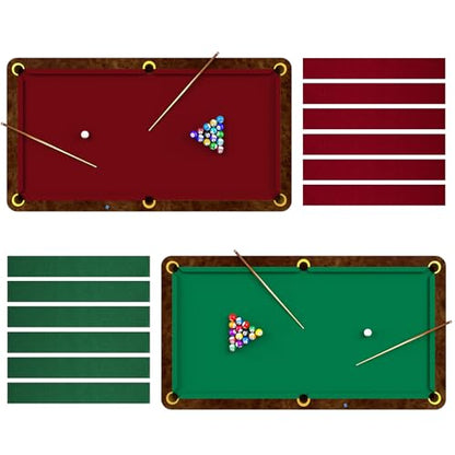 Breling 2 Sets 8ft Pool Table Felt Replacement Kit with 12 Rail Cloth Strips, Pre Cut Billiard Table Cloth for Standard 8 Foot Pool Tables, Durable Felt for Home Game Rooms, Bars & Clubs (red & Green)