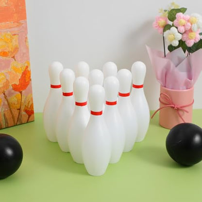 Toddmomy Small Bowling Set 10 Plastic Bowling Pins and 2 Balls Mini Game for Kids Indoor Outdoor Game for Family Play Motor Skills Activity