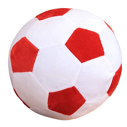 AOQI Plush Soccer Balls - Fluffy Stuffed Toy Soccer Ball Plush Pillow Soft Durable Stuff Soccerball Gift for Kids Boy Baby (Red - White,11.8inch/30cm) - color: Red - White, size: 11.8inch/30cm