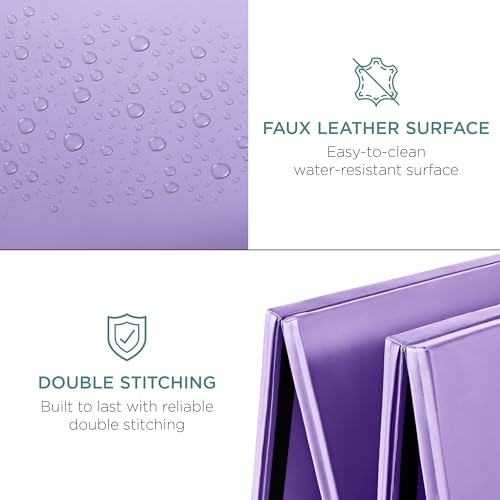 Best Choice Products 10ftx4ftx2in Folding Gym Mat 4-Panel Exercise Gymnastics Aerobics Workout Fitness Floor Mats w/Carrying Handles - color: Purple w/Beam