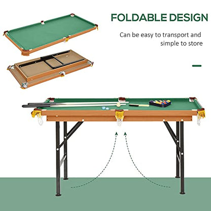 Soozier 55" Portable Folding Billiards Table Game Pool Table for Whole Family Number Use with Cues, Ball, Rack, Chalk