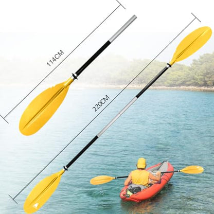 Karltion Kayak Paddle - Adjustable 2 Pieces Aluminum Alloy Shaft with Glass Fiber Blade for Surfing,Oar Fishing Easy Packable Travel - color: Yellow, size: 86"-1 paddle