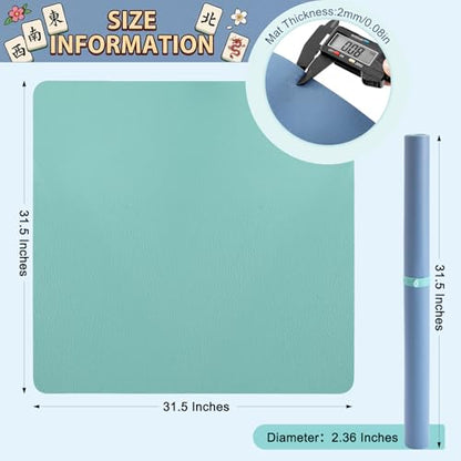 Drydiet Vegan Leather Mahjong Game Mat 31.5 x 31.5 Inch Reversible Anti Slip Noise Reducing Waterproof Mahjong Mat for Table, Poker, Board Games, Dominoes and Card Game(Mint Green and Dusty Blue) - color: Mint Green and Dusty Blue
