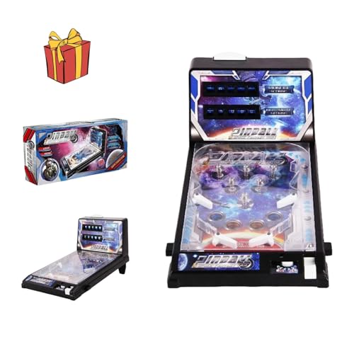 Desktop Pinball Machine Toy, Mini Electronic Ball Shooting Game with Lights and Scoreboard, Nostalgic Arcade Machine for Office and Home, Pinball Game Favor