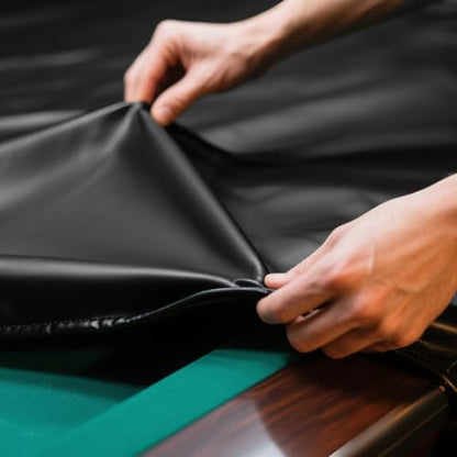 Saking Leatherette Pool Table Cover, Heavy Duty 8FT Billiard Table Cover Indoor & Outdoor, Waterproof & Tearproof Cover for Pool Table, Black, 8FT-100"LX 56"WX 8"H