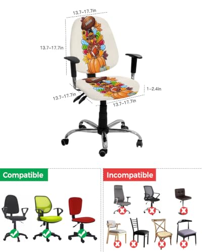 Savannan Office Chair Cover, Thanksgiving Fall Pumpkin Turkey Protective Stretch Elastic Universal Cover for Desk Task Chair,Computer Rotating Chair 1 Pcs Autumn Maple Leaf Football