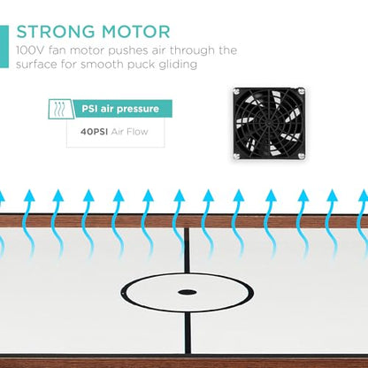 Best Choice Products Portable Tabletop Air Hockey Table for Game Room w/ 100V Motor, Electric Fan, 2 Strikers, 2 Pucks - color: Black Walnut