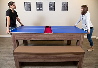 Hathaway Pool Table Combo Set with Benches - color: Woodtone