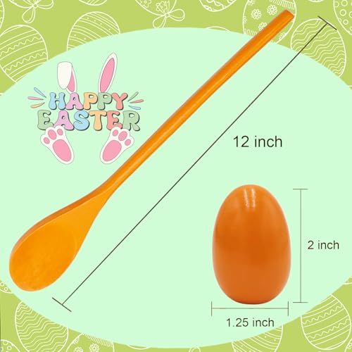 Chochkees 48 Wooden Easter Eggs and 48 Wooden Spoon Race Game Set, 48 Sets, Multi-Player Carnival Game for Kids & Family Activity Holiday Outdoor Yard Easter Egg Hunt Birthday Party Lawn Games - style: 48 Players