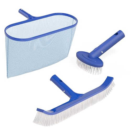 VINGLI Pool Cleaning Kit, 3-in-1 Pools Maintenance Tools with Pool Brush, SPA Brush,Pool Net, Pool Cleaning Tools for Ground&Inground Pools (Style 3 : 3 in 1) - size: Style 3 : 3 in 1