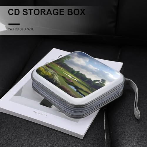 Golf Course Portable CD Case Holder,DVD Wallet Holder 40 Capacity CD Cases Storage DVD Book Binder for Car Home Travel - color: Golf Course