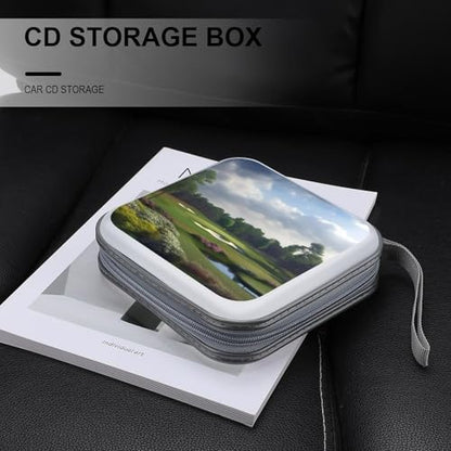 Golf Course Portable CD Case Holder,DVD Wallet Holder 40 Capacity CD Cases Storage DVD Book Binder for Car Home Travel - color: Golf Course