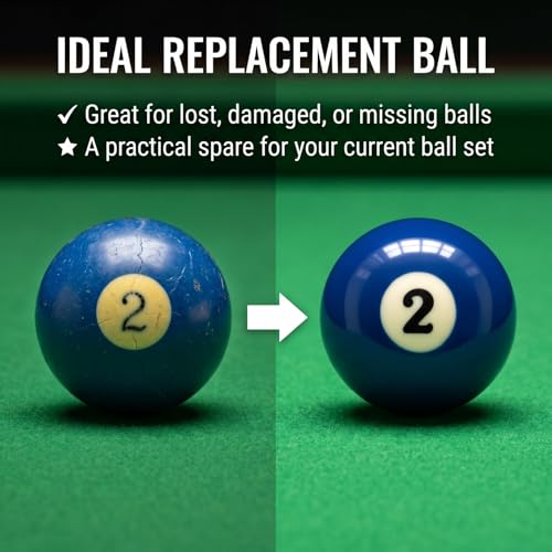 KONLLEN Single Replacement Pool Ball – 2-1/4" Regulation Size & Weight Billiard Ball Made of Phenolic Resin (Choose 1–15 or Cue Ball) - color: #2