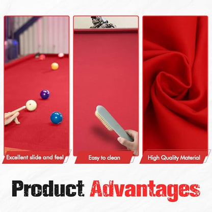 Pool Table Felt Cloth Billiard Cloth with 6 Pcs Cloth Strips and Staple Remover Pool Table Felt Replacement Kit Parts - color: Red, size: 8.5ft