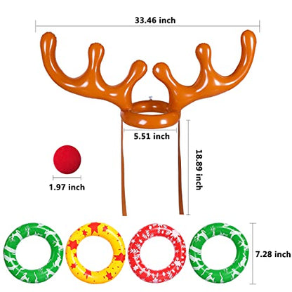 MGparty Christmas Inflatable Reindeer Antler Toss Games Xmas Ring Toss Game for Kids Teens Adults Indoor Outdoor Family Holiday Party Gifts - color: Brown-2 Pack