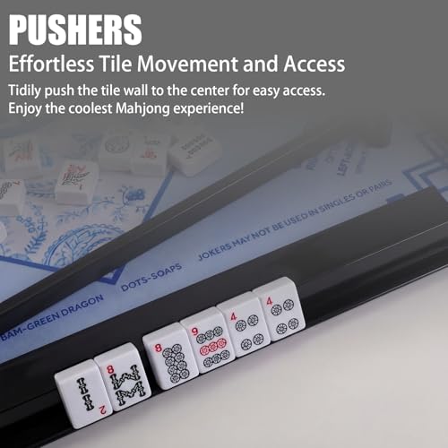 4 Pcs 18.7 Inch Dark Black Acrylic Mahjong Tile Racks with Pushers for Game Night American Mahjong Racks Tile Set for Mah Jong Lovers and Beginners - color: Dark Black