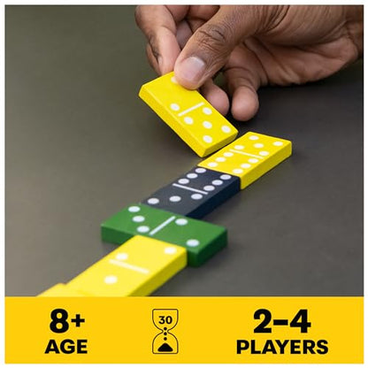 Mindful Classics, Double-Six Wood Dominoes Set Sustainable Classic Games with Wood Storage Case, for Adults and Kids Ages 8 and up - color: Double 6 Wood Dominoes Set