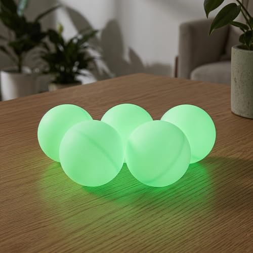 Kisangel 50pcs Lighted Ping Pong Balls - 1.6" Night Glow Table Tennis Balls for Outdoor Sports Activities - Luminous Pingpong for Party Game Props Goodie Bag